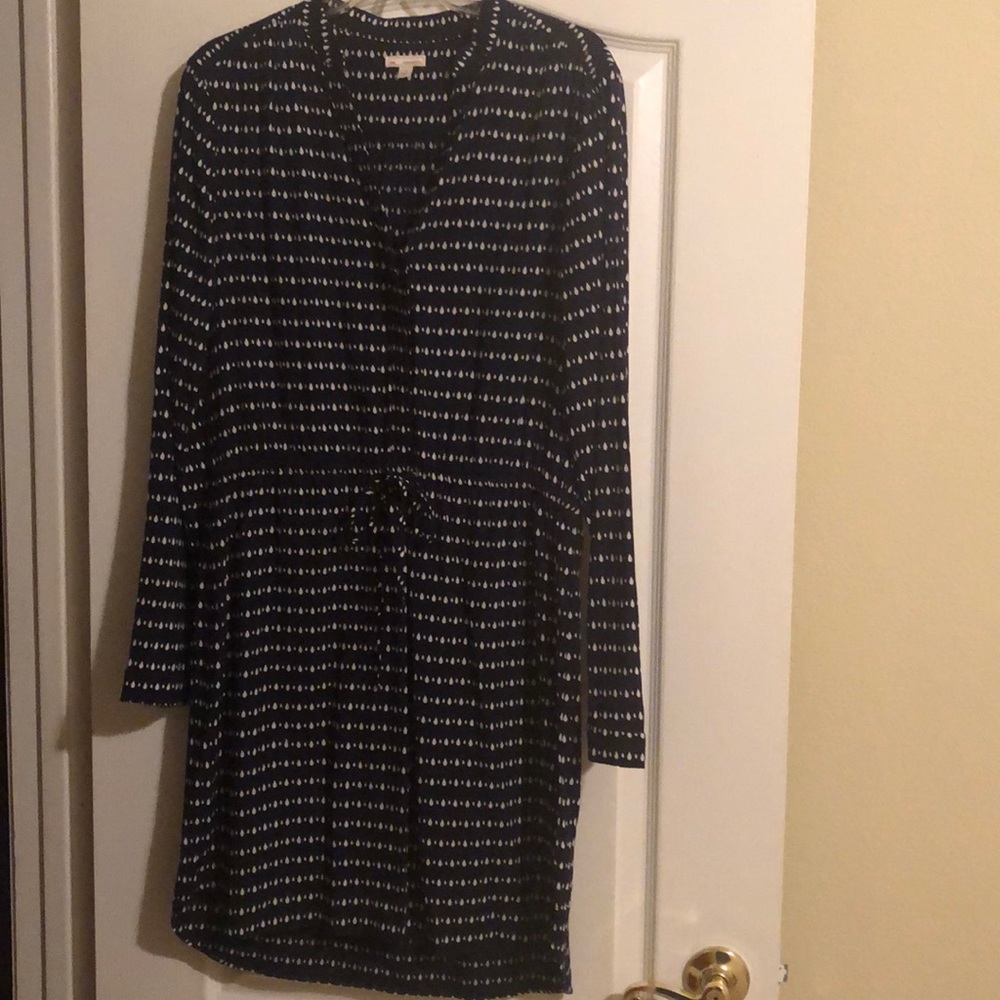 Navy Blue & White Teardrop Print Dress